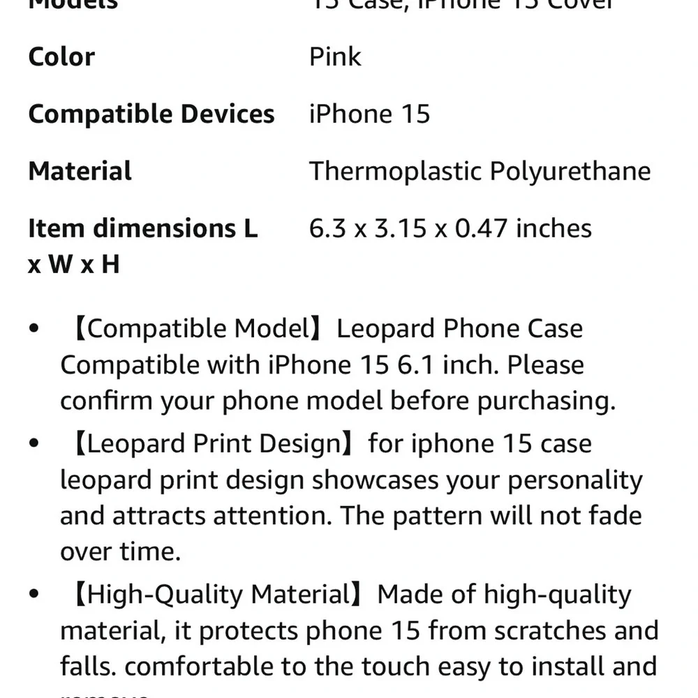 NWOT iPhone 15 case. Pink leopard cheetah